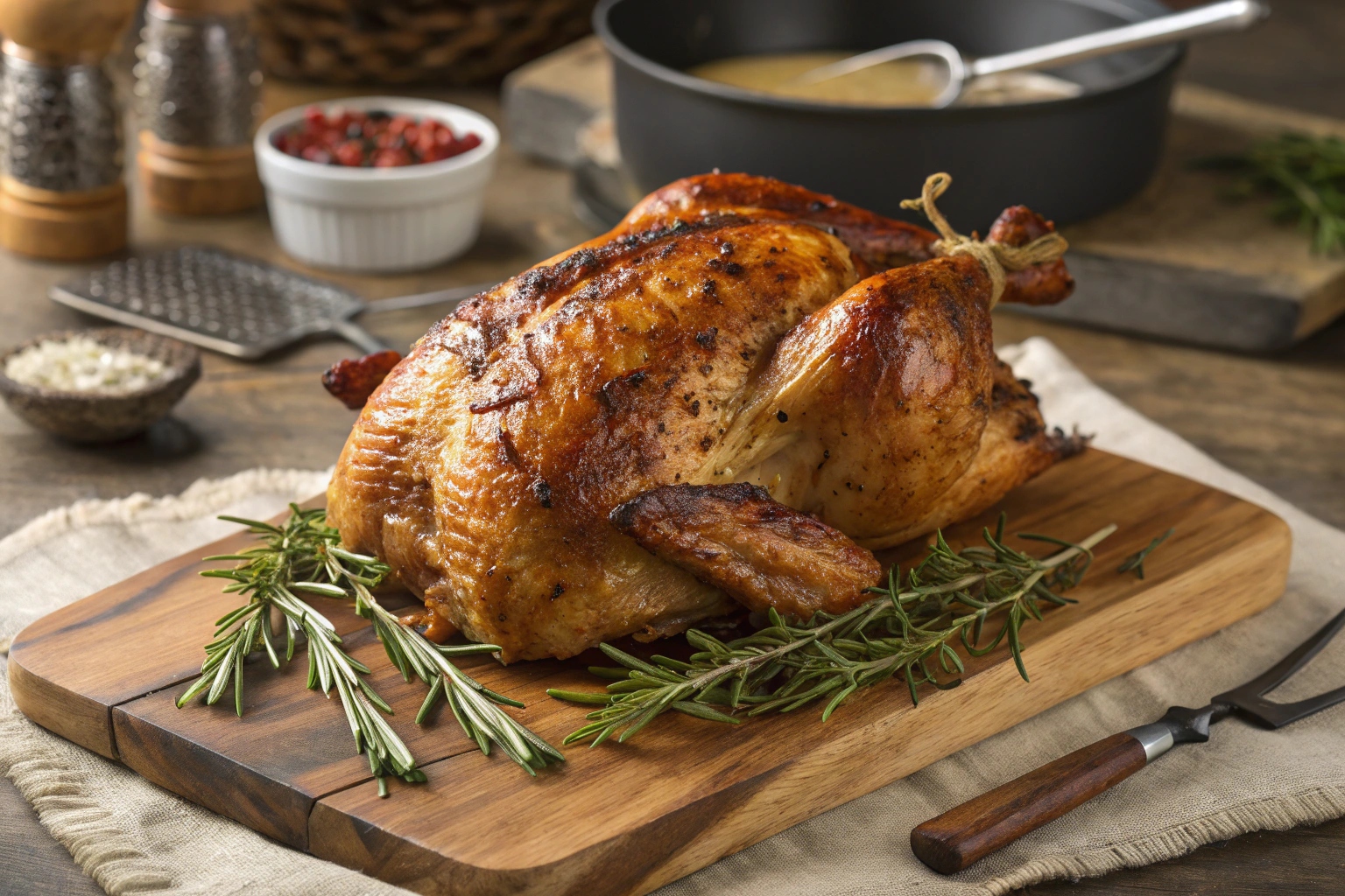Homemade rotisserie chicken with crispy skin